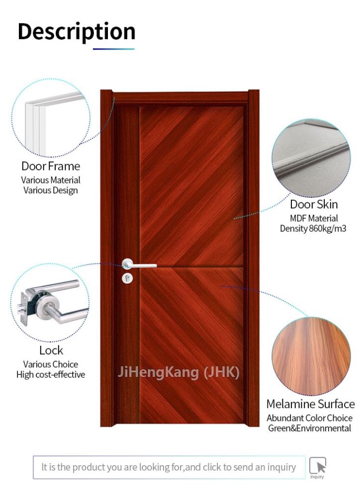 Flächenbündige Tür aus Melamin mit 1 Paneeldesign