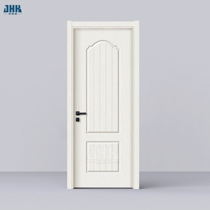 Weiße PVC-Tür mit zwei Paneelen aus Holz